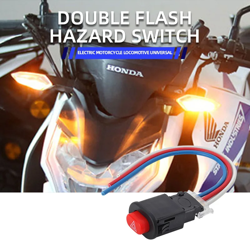 Motocyklowy podwójny przełącznik lampy błyskowej Przycisk włącznika świateł awaryjnych Flash Ostrzeżenie Skuter Pojazd elektryczny Zmodyfikowana lampa sygnalizacyjna awaryjna