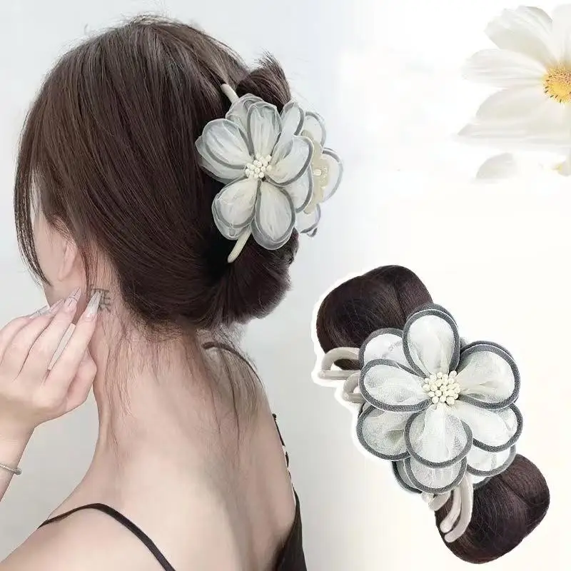 Weibliche synthetische Perücke Fleisch bällchen Kopf Simulation Haar Blume Verschluss Clip unsichtbare Federball Haar verlängerung sanft vielseitig
