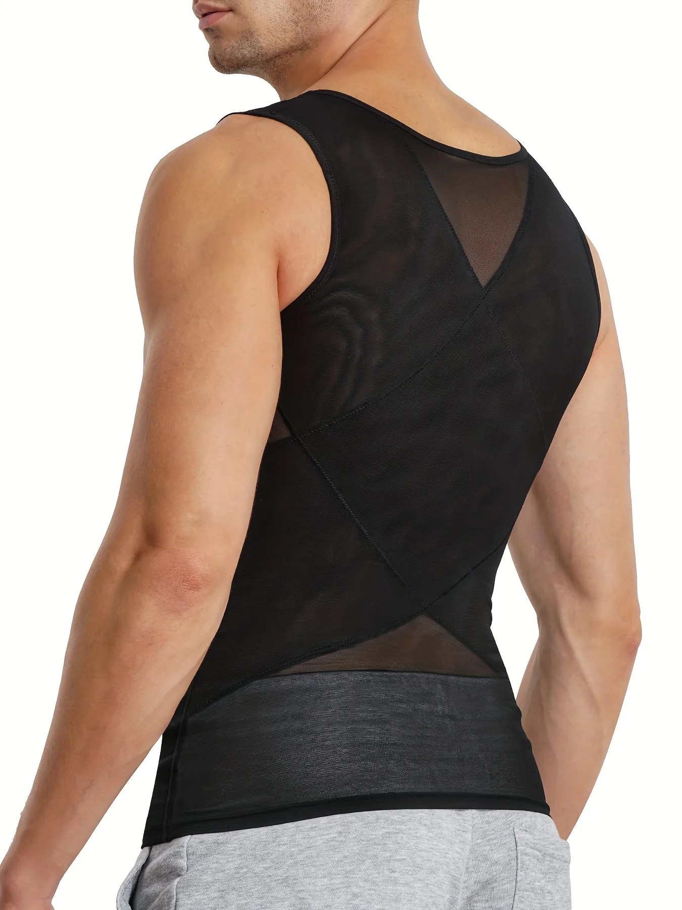 Men's Breathable Compression Tummy Control Undershirt Slimming Body Shaper Sleeveless Tank Top Shaping Spring/Summer Sweatshirt