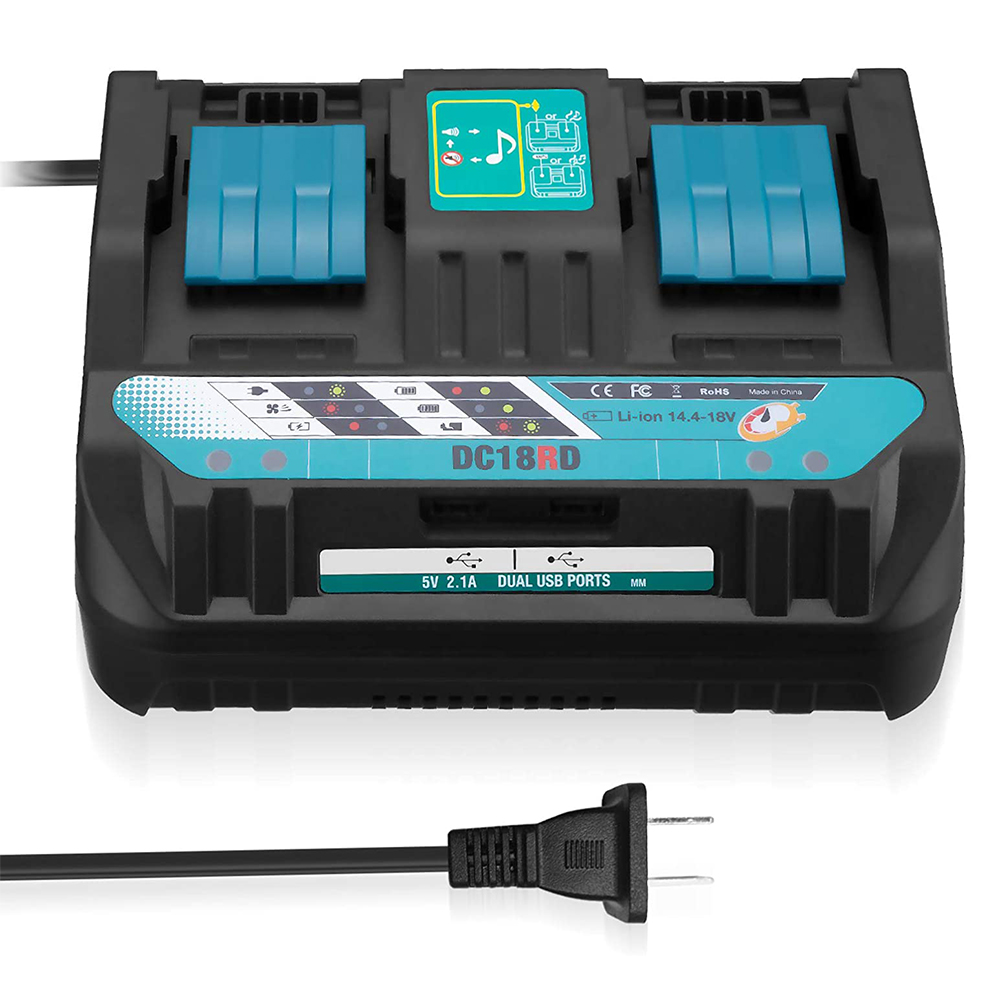 18V DC18RD Dual พอร์ตสําหรับ Makita 14.4 V-18 V แบตเตอรี่ลิเธียมไอออน BL1415 BL1430 BL1830 BL1840 BL1850 BL1850B