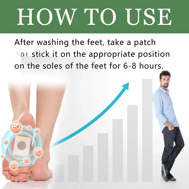 10pcs Grow Taller Foot Patch Enhancer ความสูงเพิ่มกระดูกพลาสเตอร์ Patch เท้าความสูง Growth Foot Patch สําหรับเด็กผู้ใหญ่
