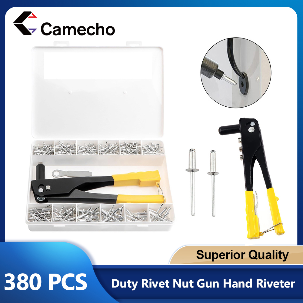 Camecho-Ensemble de pistolets à riveter RapDuty, ensemble de pistolets à riveter à la main, pinces à rivets aveugles, bricolage, outils automobiles à écrou à rivaliser, 380 pièces