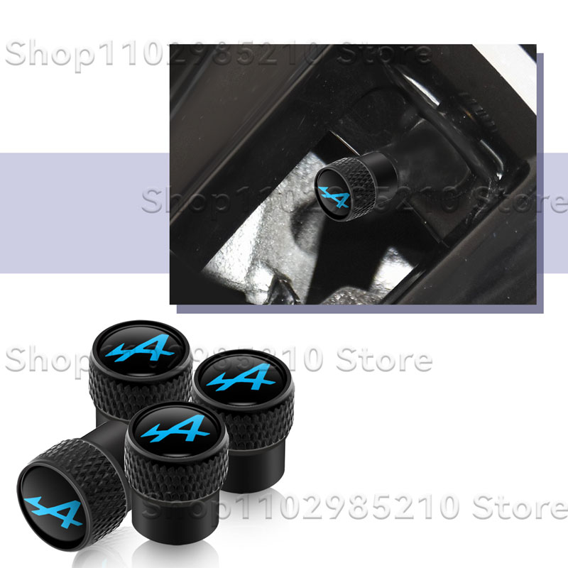 4Pcs/Set A Alpine Logo Car Wheel Tire Valve Stem Caps Dust Rim Covers Decor For Clio Scenic Logan Megane Captur Kadjar Duster