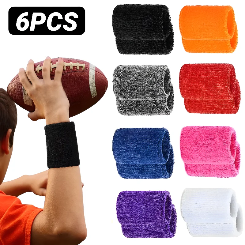 6 pezzi di assorbimento del sudore braccialetto sportivo traspirante protezione per il polso per tennis basket corsa fasce per il sudore fasce assorbenti