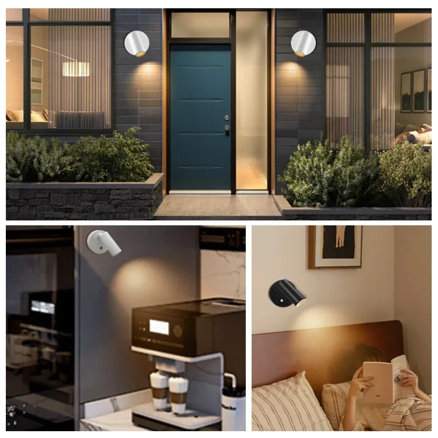 Lámpara de pared LED recargable Luces nocturnas táctiles Foco magnético inalámbrico 360 °   Rotación para iluminación de lectura de cabecera de dormitorio