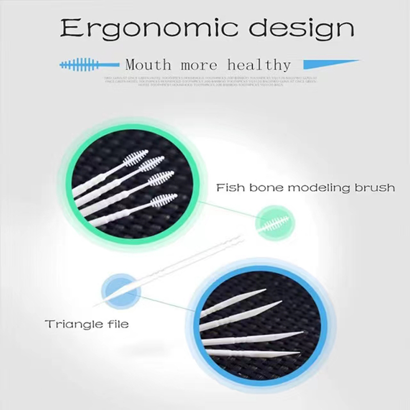 Palillo de dientes de plástico desechable con forma de hueso de pescado de doble punta, hilo Dental, cepillo Interdental, 300 Uds.