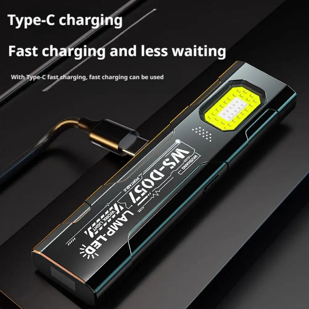 1PC LED Keychain Flashlight USB C Rechargeable 600Lm Portable Mini Torch Pocket Lantern Flood Work Light With Magnet