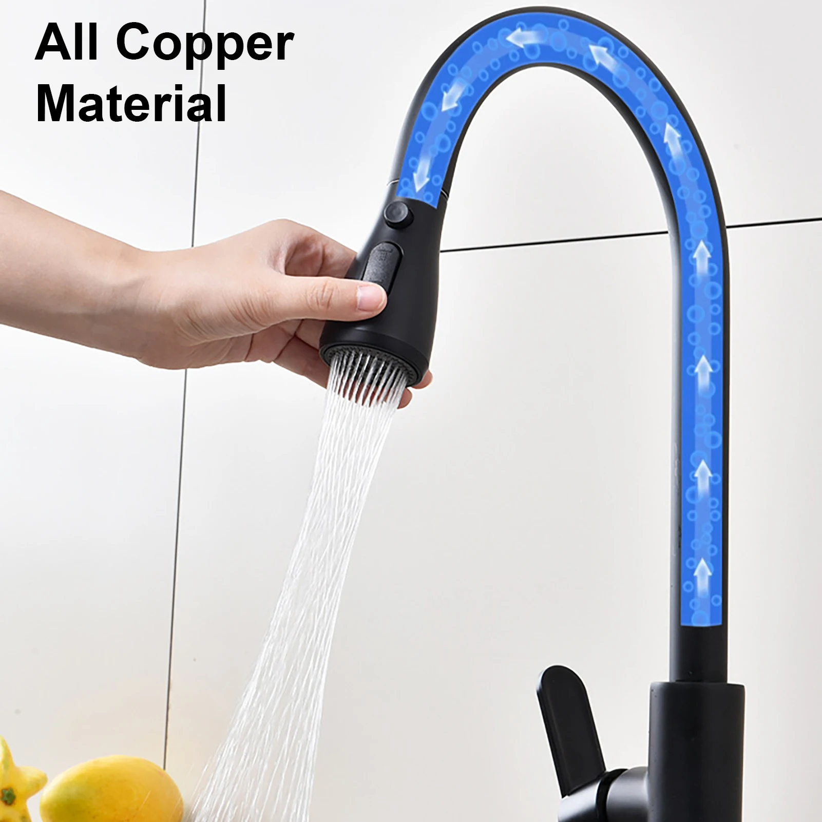 1Pc 2 In 1 Household Kitchen Faucets Pull-Out Faucet 360 Degrees Hot and Cold Sink Mixer Faucet for Laundry Room Kitchen Fixture