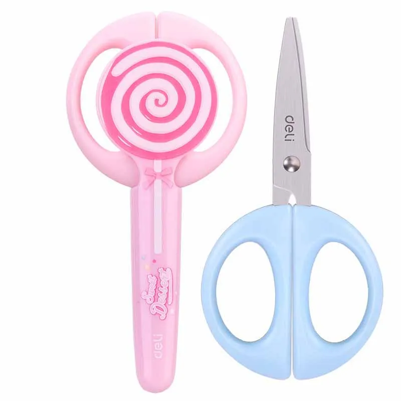 1 Chiếc An Toàn Trẻ Em Kéo Mẫu Giáo Handmade Đầu Tròn Kéo Nhỏ Cho Giấy Đeo Chéo Kéo Sợi Màu Xanh Hồng