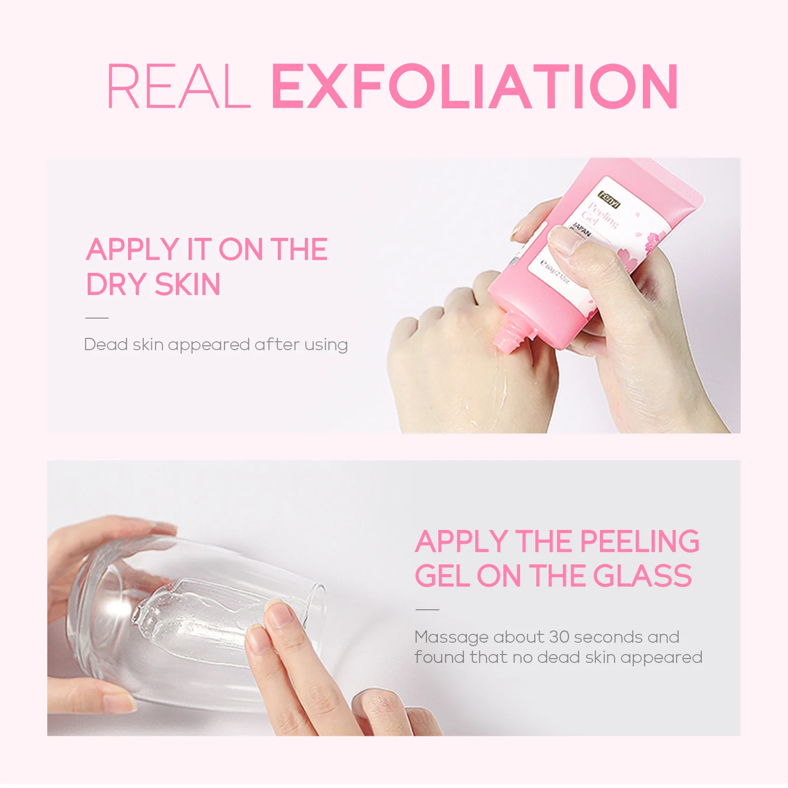 Kirschblüten-Peeling-Gel, Gesichtspeeling, feuchtigkeitsspendend, zarte Körperreinigung, Hautpflege, 60 g