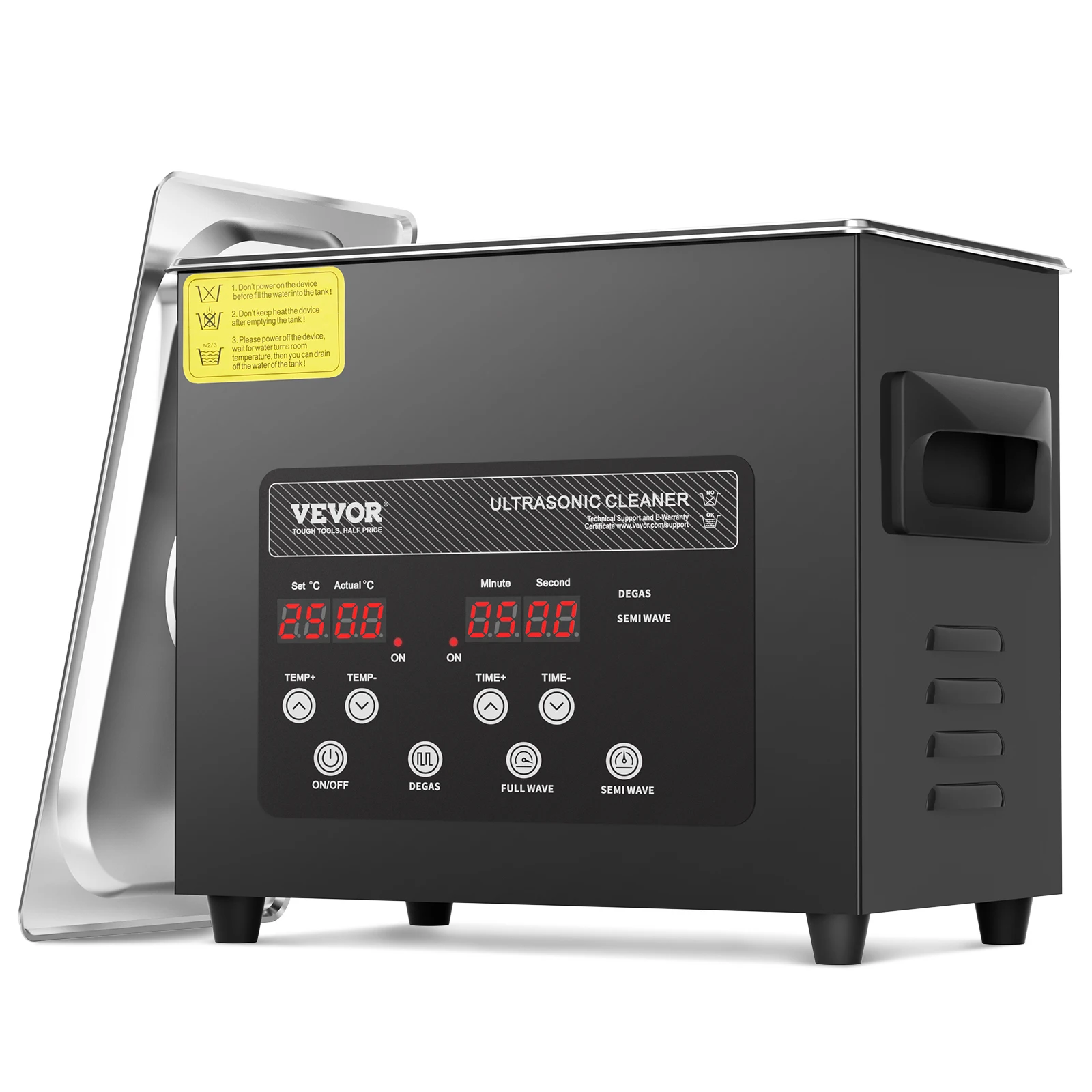 VEVOR Ultraschallreiniger 120 W digitales Ultraschallreinigungsgerät 3 L mit verbesserter Entgasung & Schonmodus, 40 kHz Ultraschallreinigungsgerät mit Timer & Heizung für Schmuck Brillen Schwarz