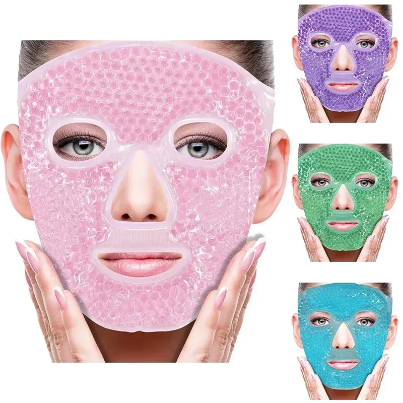 สปาน้ําแข็งเย็นและร้อนความร้อน Full Face Eye Mask Sleeping Ice Pack ลด Face Puff Dark Circles เจลลูกปัดบีบอัดสําหรับผู้หญิง