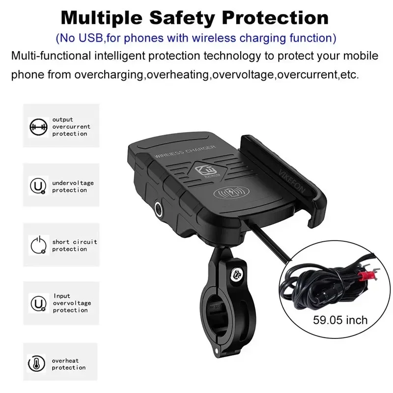 オートバイの携帯電話ホルダー,ハンドルバーマウント,高速ワイヤレス充電,USB充電器,オートバイのミラースタンド,携帯電話のサポート