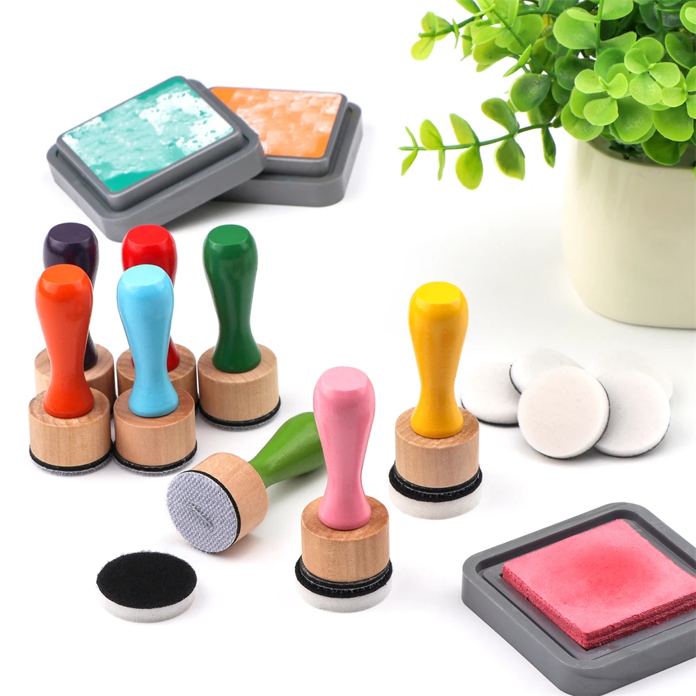 Bundel alat pencampuran tinta Mini pelangi dengan Set busa aplikator untuk DIY alat pembuat latar belakang kartu kerajinan buku tempel