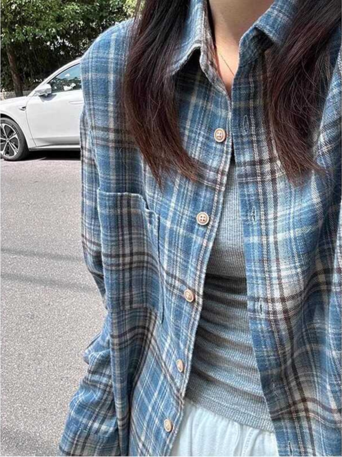 Csa de Manga Longa em Estilo Casual com Estampa de Xadrez em Cores Contrastantes para Homens e Mulheres, Tendência de Prim...