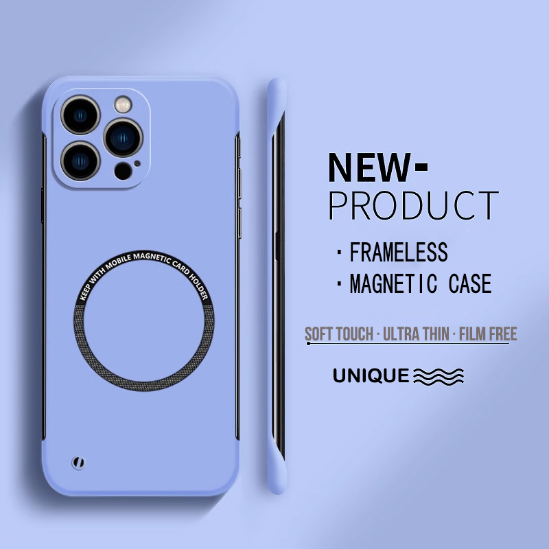 Ultra cienkie, twarde, magnetyczne etui na telefon bez ramki do iPhone'a Magsafe 15 14 Pro Max 13 12 Mini 11 Pro Max Matte Color Solid Cover