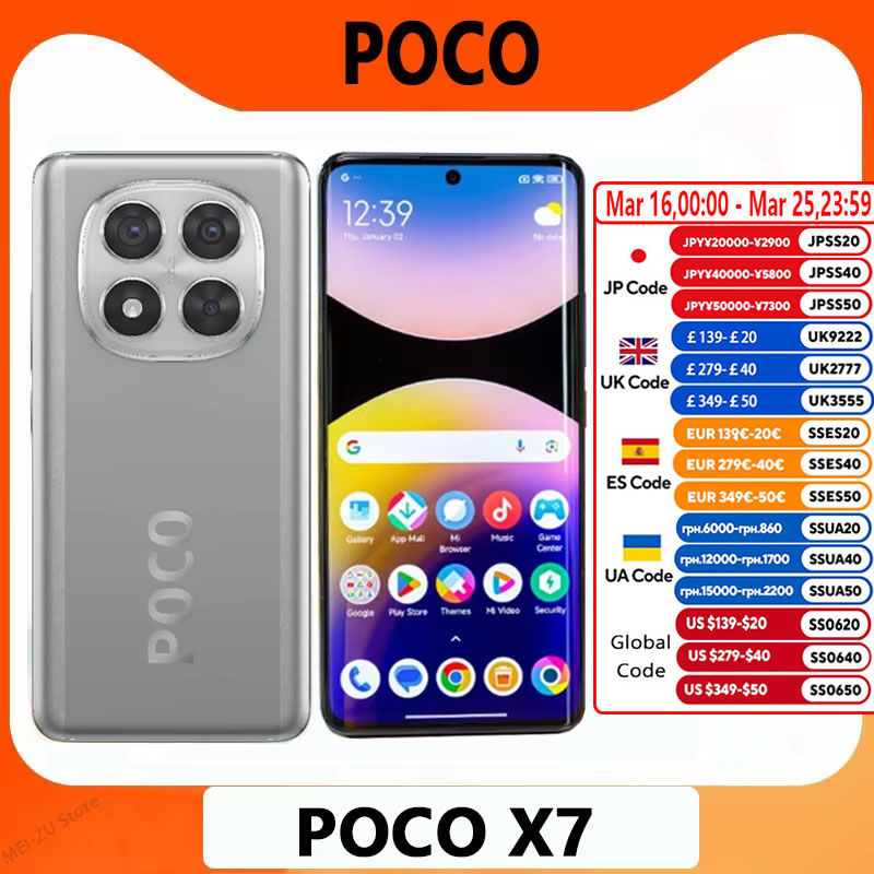 Estreno mundial POCO X7 versión Global Smartphone Dimensity 7300-Ultra 6,67 "1.5K AMOLED pantalla curva 45W Turbo carga NFC