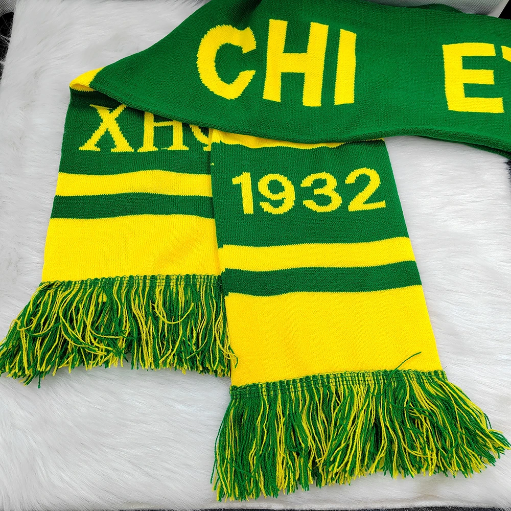 Chi Eta Phi 1932 Màu Vàng Xanh Màu Dày Mềm Mại Khăn Mũ Bộ Mùa Đông Dệt Kim Giữ Ấm Khăn Choàng Cổ Nữ Quần Áo Phụ Kiện