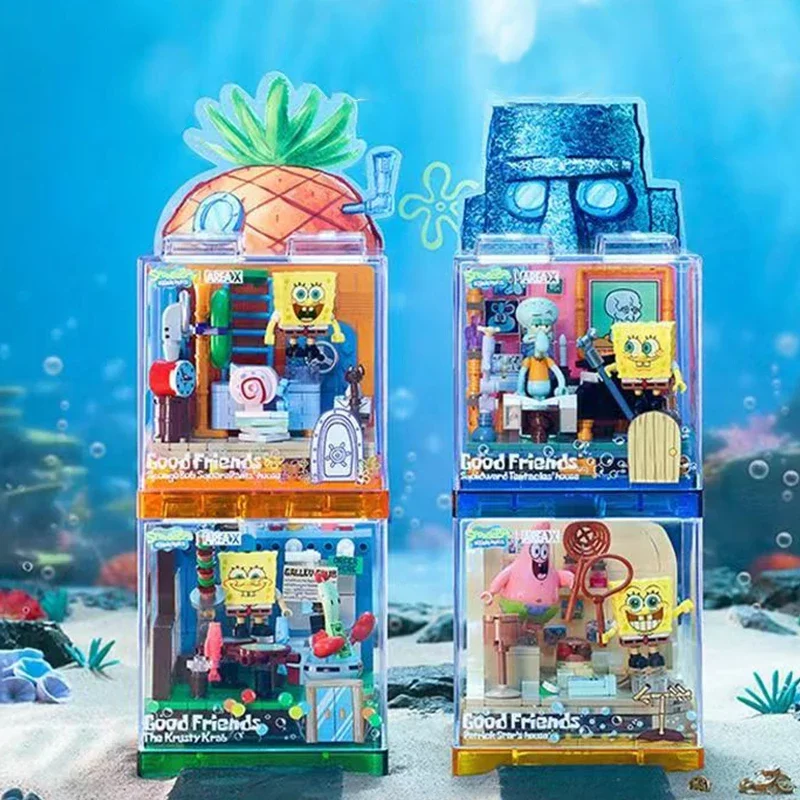 Spongebob Building Blocks สับปะรด House ร้านอาหาร Anchor House Tree House Room อิฐเดสก์ท็อปเครื่องประดับของเล่นเด็กของขวัญ