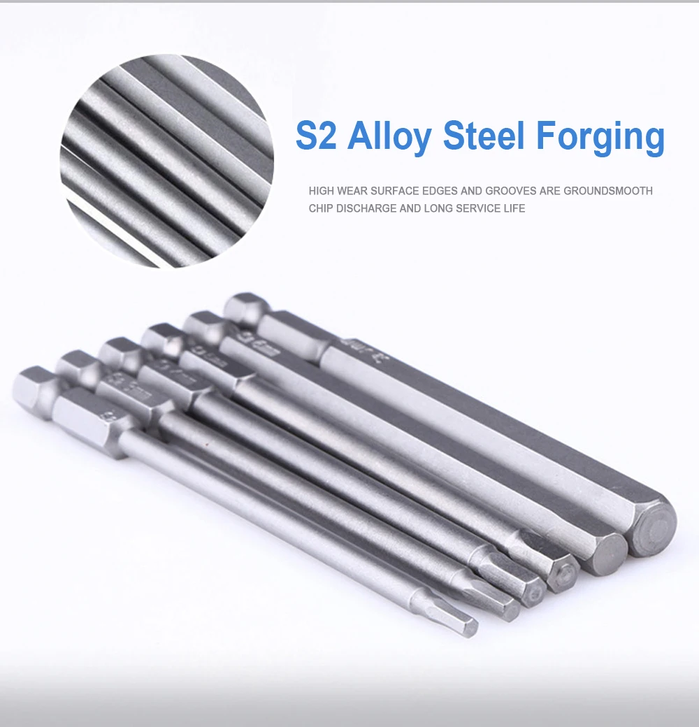 100mm 8pcs Hex Head Allen Wrench Drill Bits Set SAE Metric Allen Electric Hexagonal Bit Screwdriver Socket Bit Power Tool Parts