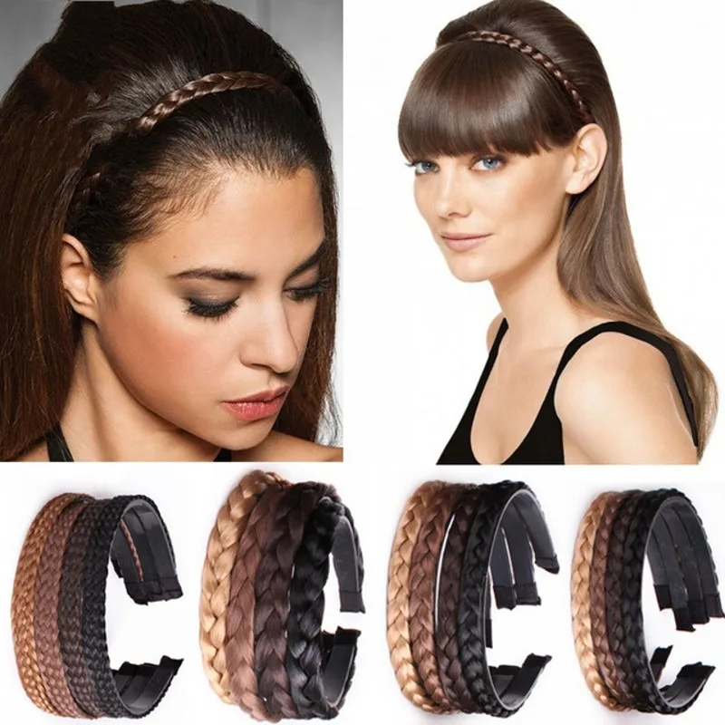 ผู้หญิงวิกผมสังเคราะห์ Twist ถักผมแฟชั่น Braids อุปกรณ์เสริมผมผู้หญิงโบฮีเมียนธรรมชาติแถบคาดศีรษะยืดสําหรับงานปาร์ตี้