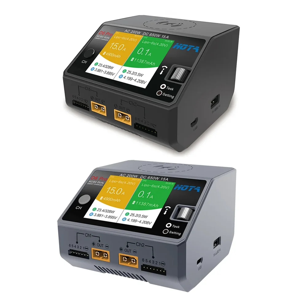 HOTA D6 Pro AC 200W DC 650W 15A 2X325W 2X15 ACharger ไร้สายชาร์จสําหรับ NiZn/Nicd/NiMH แบตเตอรี่ RC Drone อะไหล่