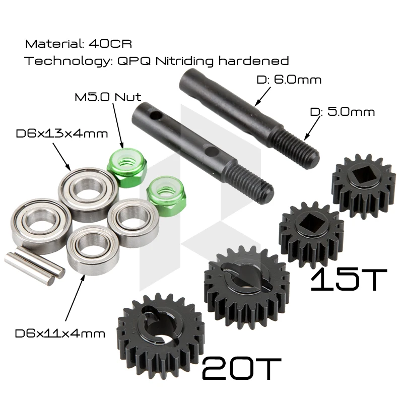 Roda gigi poros gandar Portal Overdrive keras RhinoRC baru 2024 untuk as roda Offset Capra Axles CNC Kit Upgrade penuh