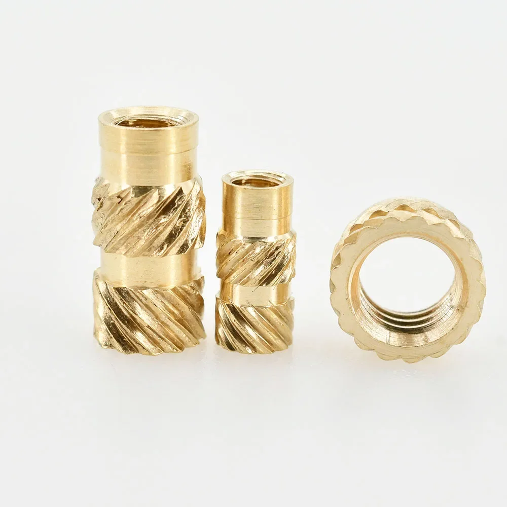 M2 M2.5 M3 M4 M5 M6 M8 M10 Brass Heat Insert Nut Double Twill Knurle Molding Injection Embedment Thread Hot Melt Nuts 3d Printer