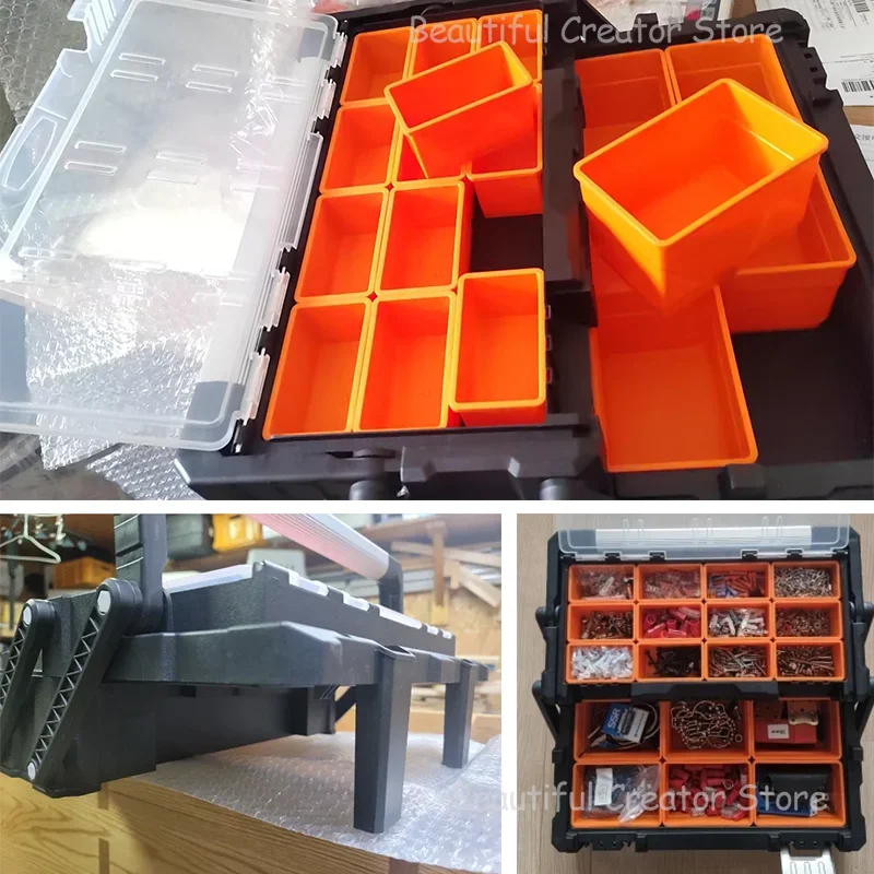 Portable Tool Box Parts Storage Box Hardware Screws Organizer Box Multi-grid Tool Case Plastic Tool Arrangement Box
