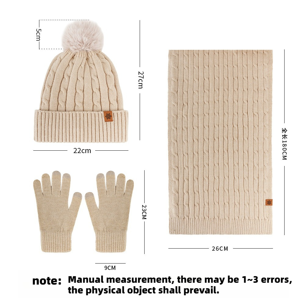 Conjunto de punto de invierno para mujer: gorro térmico con orejeras, bufanda y guantes para ciclismo y protección contra el viento al aire libre