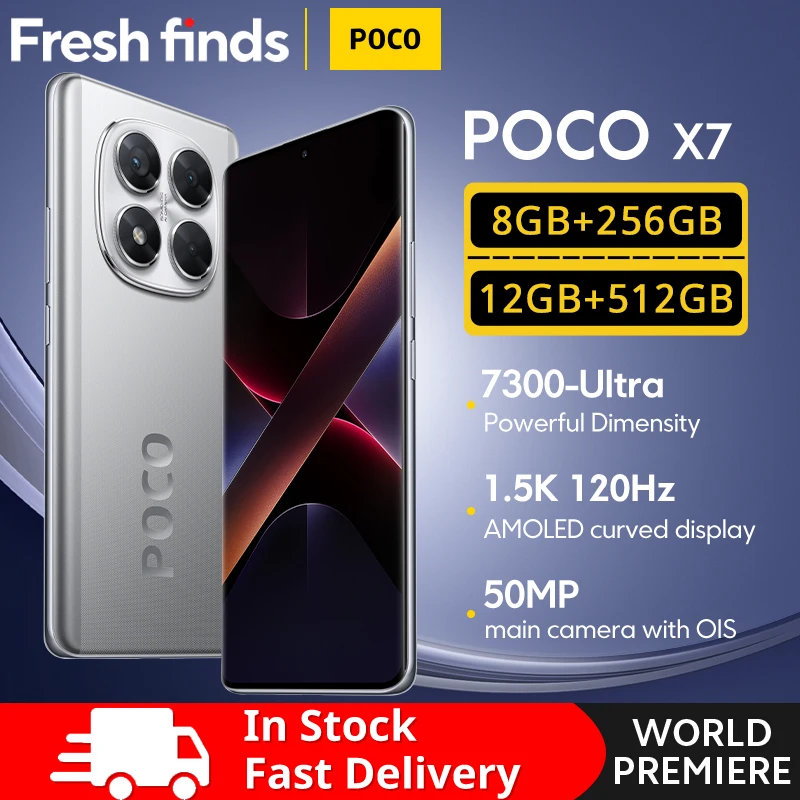 POCO X7 5G versión Global Smartphone 256GB 512GB Dimensity 7300-Ultra 6,67 "1.5K AMOLED pantalla curva 5110mAh NFC 45W carga