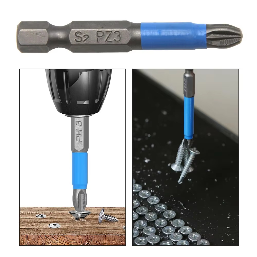 Destornillador eléctrico antideslizante con mango Hexagonal, juego de herramientas de destornillador de estrella para carpintería, PH1 PH2 PH3 PZ1 PZ2 PZ3, 6 uds.