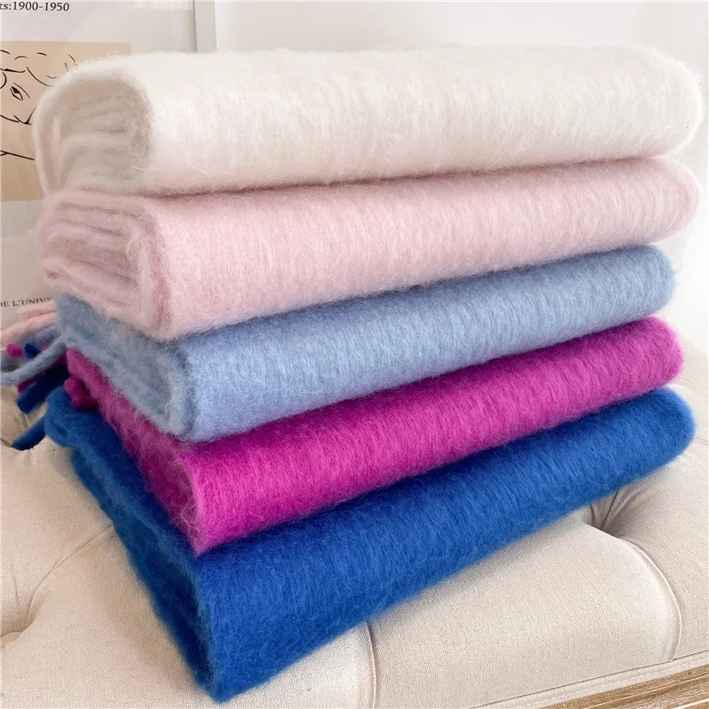 Winter Sjaal voor Vrouwen Kasjmier Warm Effen Pashmina Deken Wraps Vrouwelijke Dikke Zachte Bufanda Grote Kwastje Sjaal Lange Poncho Echarpe