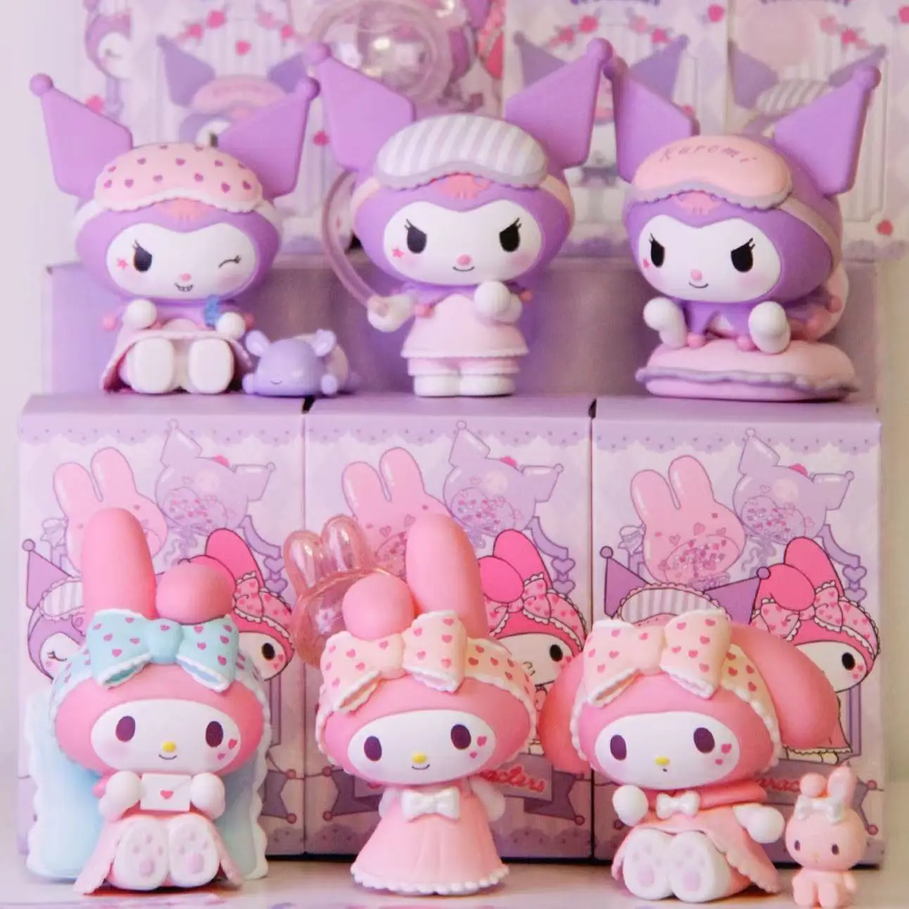 Sanrio Figur Blind Box Nette Kuromi My Melody Figuren Spielzeug Pyjamas Serie Sammlung Hause Dekorieren Für Kinder Weihnachten Geschenk