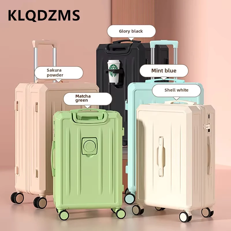 KLQDZMS กระเป๋าเดินทางขนาดใหญ่ความจุรถเข็น 20 นิ้ว PC Boarding Box 22 "24" 26 "28 นิ้ว multi-function กระเป๋าเดินทาง