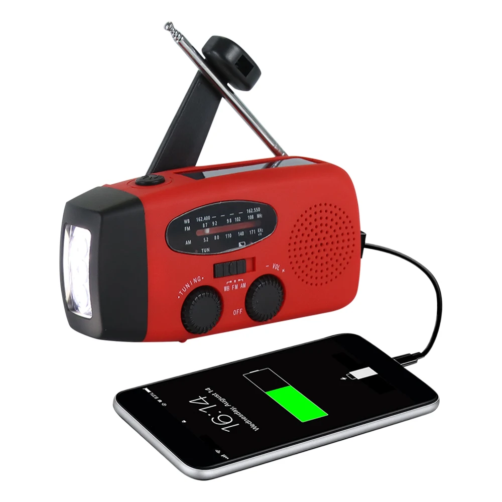 Notfallradio, Solarenergie, Handkurbelradio, globaler Empfänger, hochwertige LED-Taschenlampe, Leselampen, SOS-Alarmwerkzeuge mit 2000 mAh