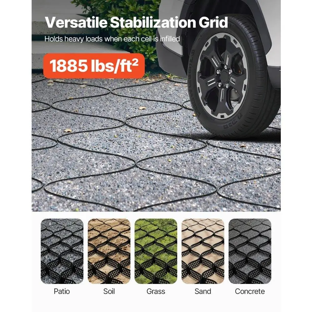 Geocell for gravel Stabilization Grid Ground Grid 2 Inch Depth 17.06x8.86 FT 5200x2700 mm for Outdoor Use