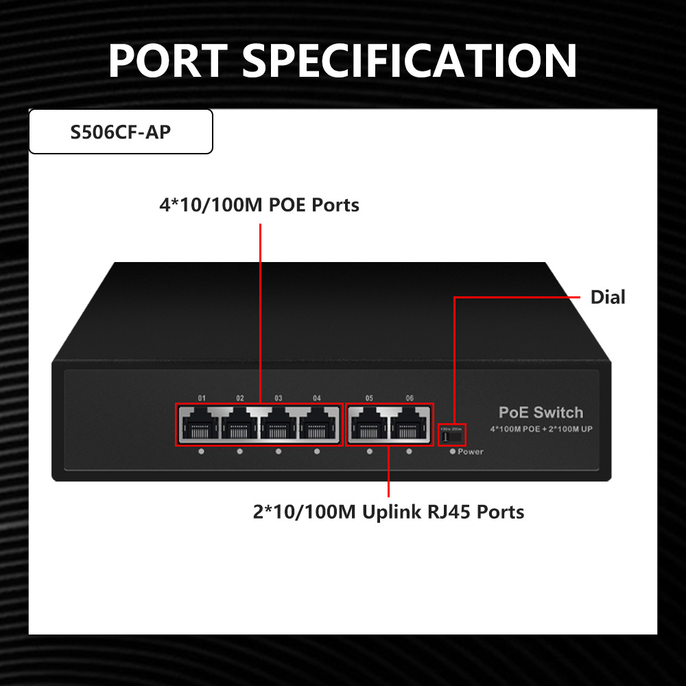 Ewind poe switch 6 portas 10/100mbps ai switch ethernet inteligente com 2 portas uplink rj45 ai switch inteligente para câmera ip/ap sem fio