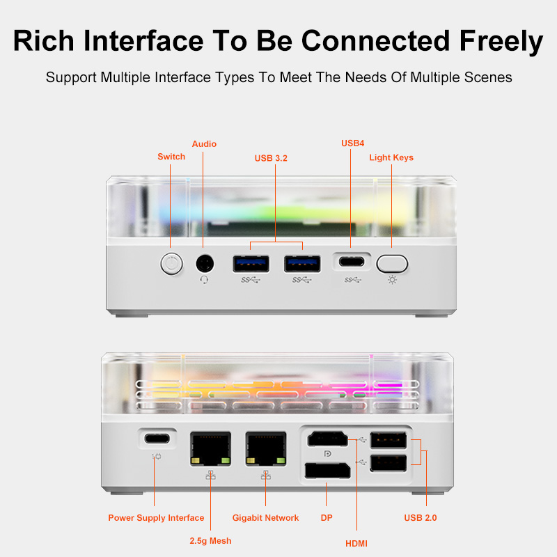 Genmachine R5 6600H R7 6800H R9 6900HX Mini PC Windows 11 Ryzen WiFi 6 Gaming PC Suporte DDR5 4800MHz Ram Display Computador 4K
