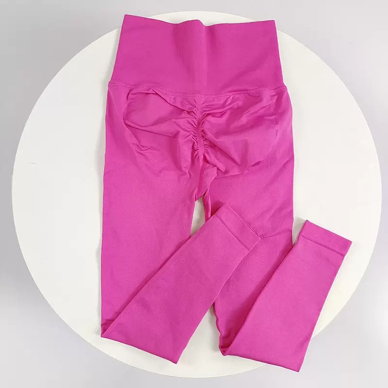 New solid color waist yoga pants, women's leggings Peach seamless tights, lift hip slim fitness ankle-length pants