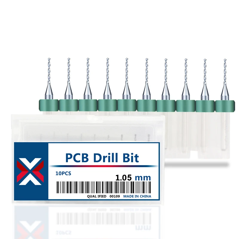 XCAN 10 Chiếc 0.15-3.05Mm Carbied PCB Mini Mũi Cho In Bảng Mạch Khoan 3.175Mm Vít PCB Bộ Mũi Khoan