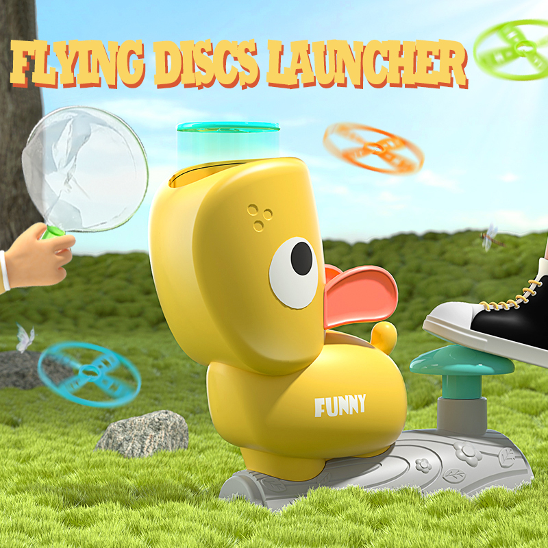 Air Discs Launcher Childern Toys Indoor Outdoor Games Soaring Machine Flying Disc Saucer Foot Launcher Kids Jump Spoorts Toy