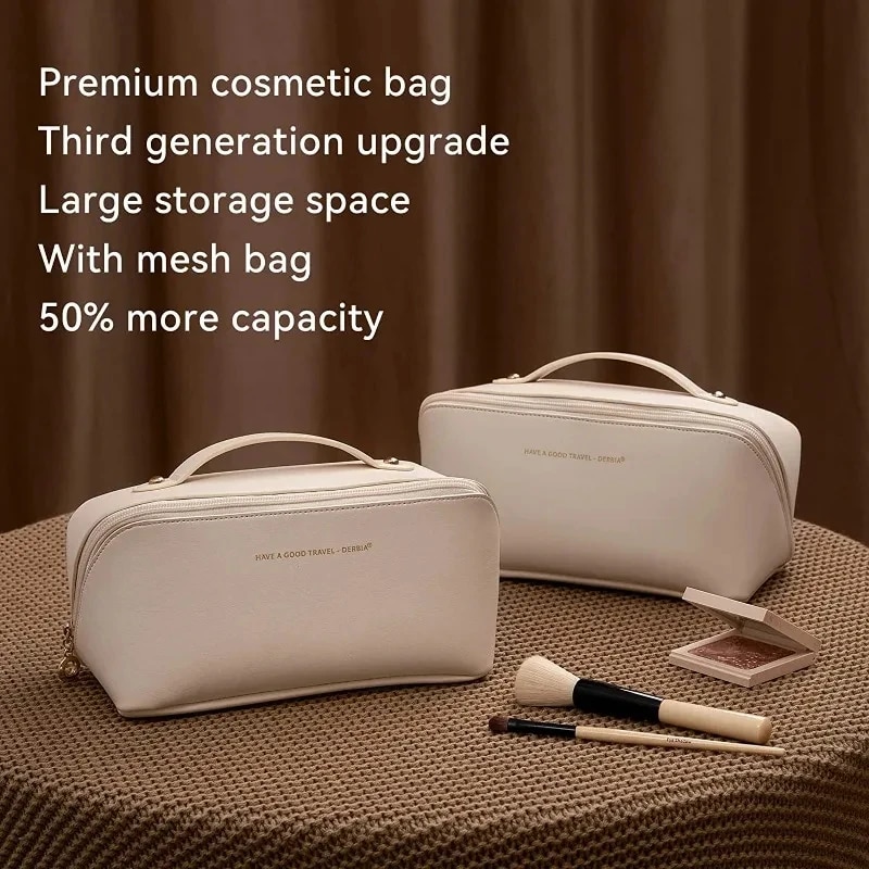 1/2 pezzi kit di archiviazione cosmetici borsa da toilette da viaggio di grande capacità borsa per trucco borsa per cosmetici portatile con senso avanzato