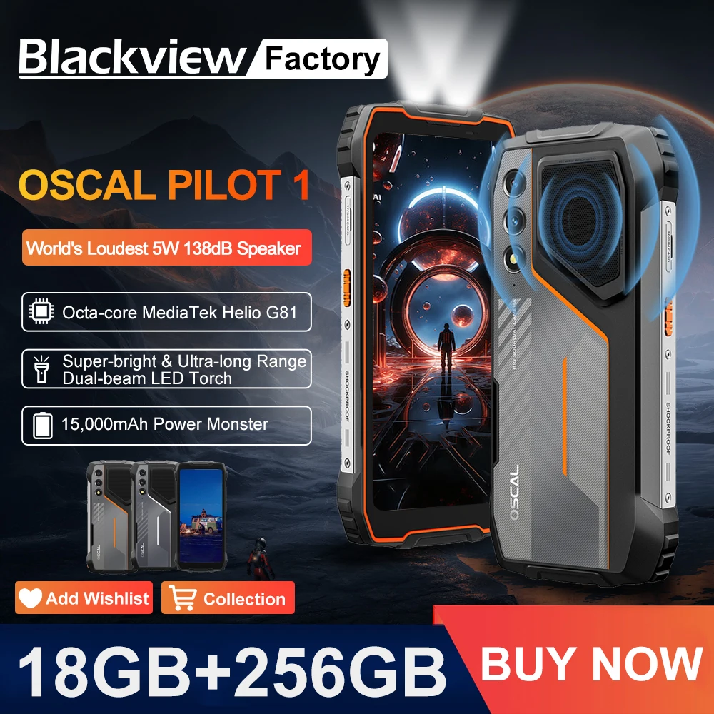 Blackview OSCAL PILOT 1 teléfono resistente Android 14 6GB 256GB 6,67 ''HD + pantalla cámara trasera de 50MP con teléfono inteligente NF de 15000mAh