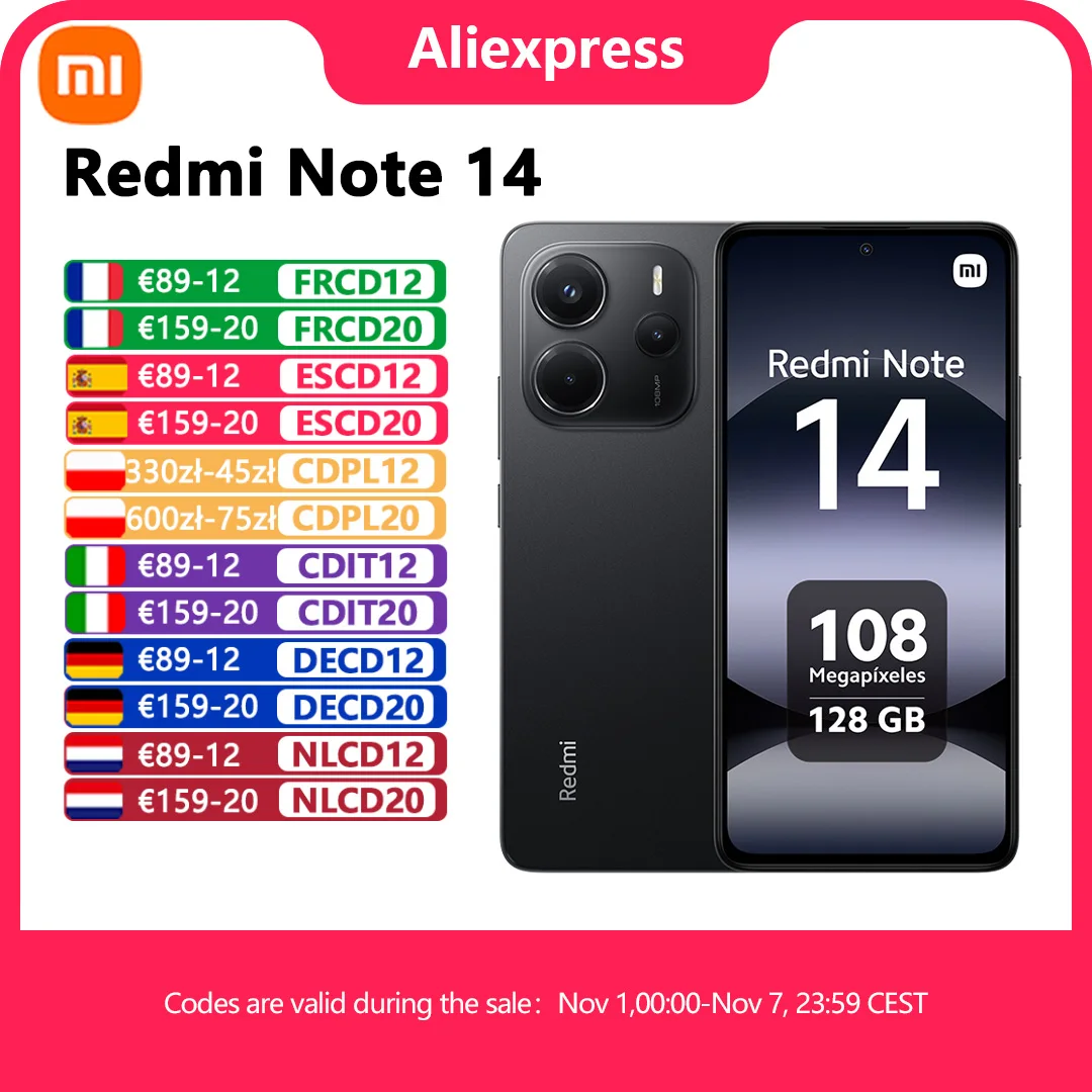 【Marchio+】 Versione globale Xiaomi Redmi Note 14 MediaTek Helio G99-Ultra 108MP AI 5500mAh Display AMOLED da 6,67" 120Hz
