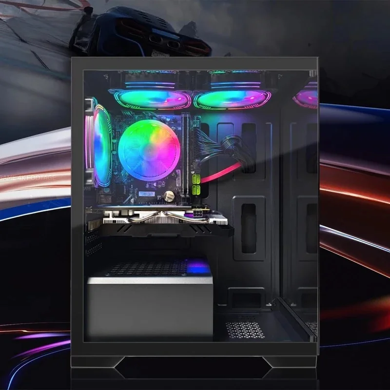 Gaming PC Desktop,RX 580 16G GDDR5, Core i7 up to 3.9G, 16G RAM, 512G SSD, 600M WiFi, BT 5.0, RGB Fan x3, RGB BT Sound Bar