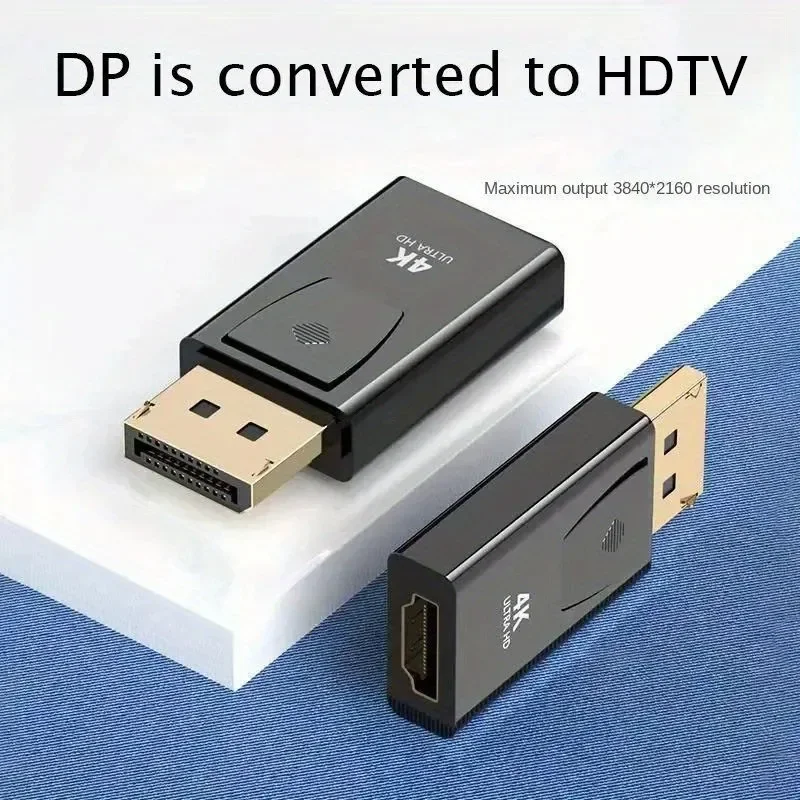 4K DisplayPort To HDMI Adapter DP To HDMI Converter Gold-Plated Connectors Audio Video Sync For PC Laptop PS5 Monitor