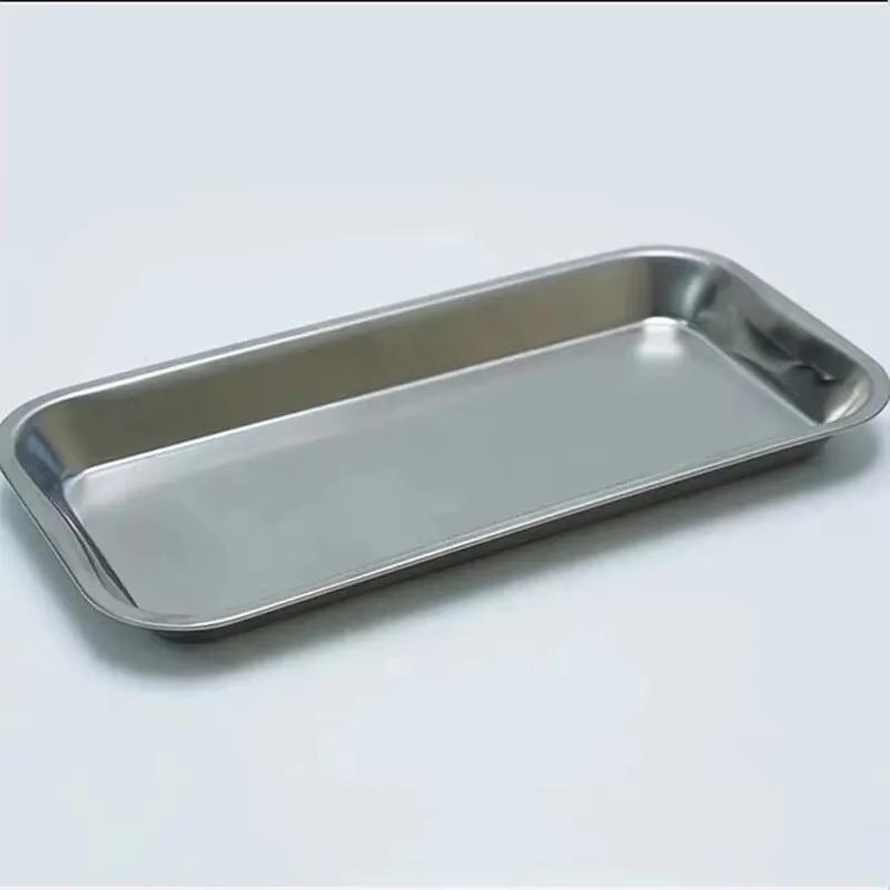 Bandeja de armazenamento de cosméticos de aço inoxidável, equipamento de tatuagem, bandeja dentária para cirurgia médica, ferramenta de bandeja de unhas falsas, 1 peça