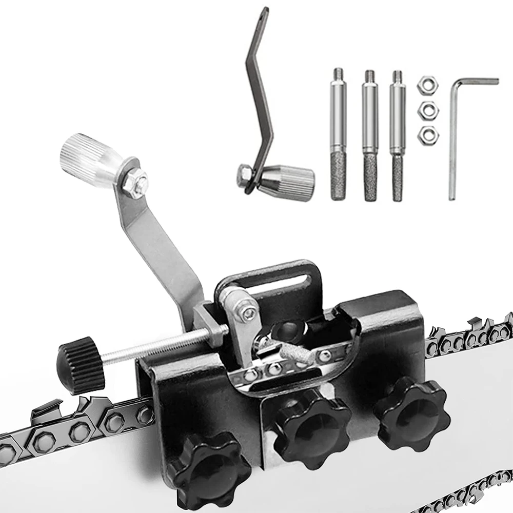 Plantilla de afilado de cadena de motosierra, afilador manual portátil para afilar con manivela, adecuado para todo tipo de sierras y electricidad