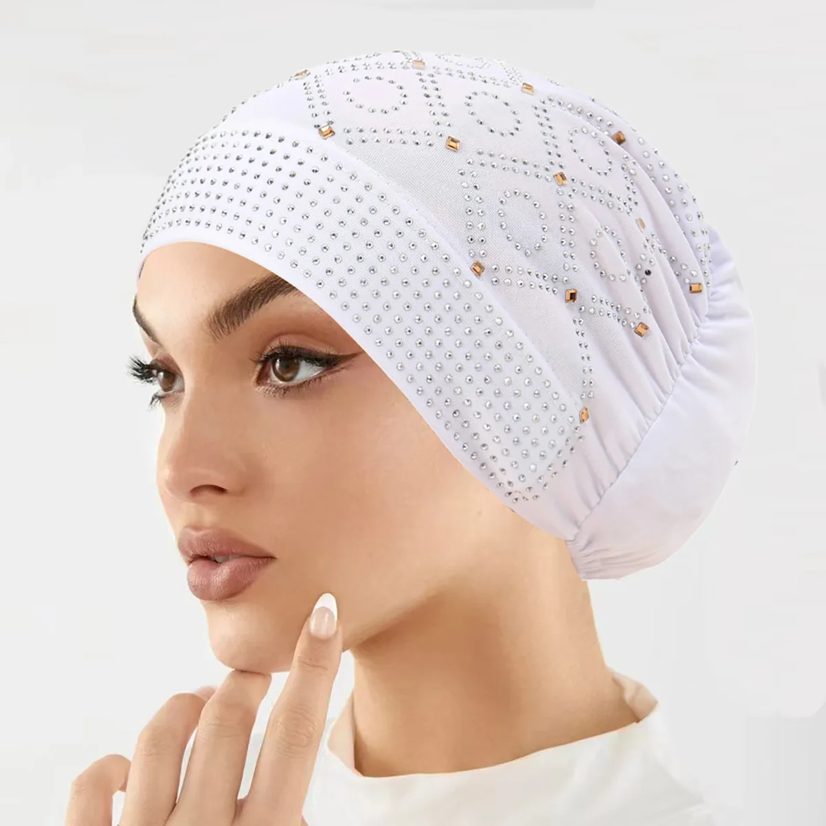 Neue Mode Diamanten Kopftuch Hut Muslimische Frauen Kopf Abdeckung Untertuch Mützen Innere Hijab Motorhaube Haarausfall Headwrap Cap Undercap